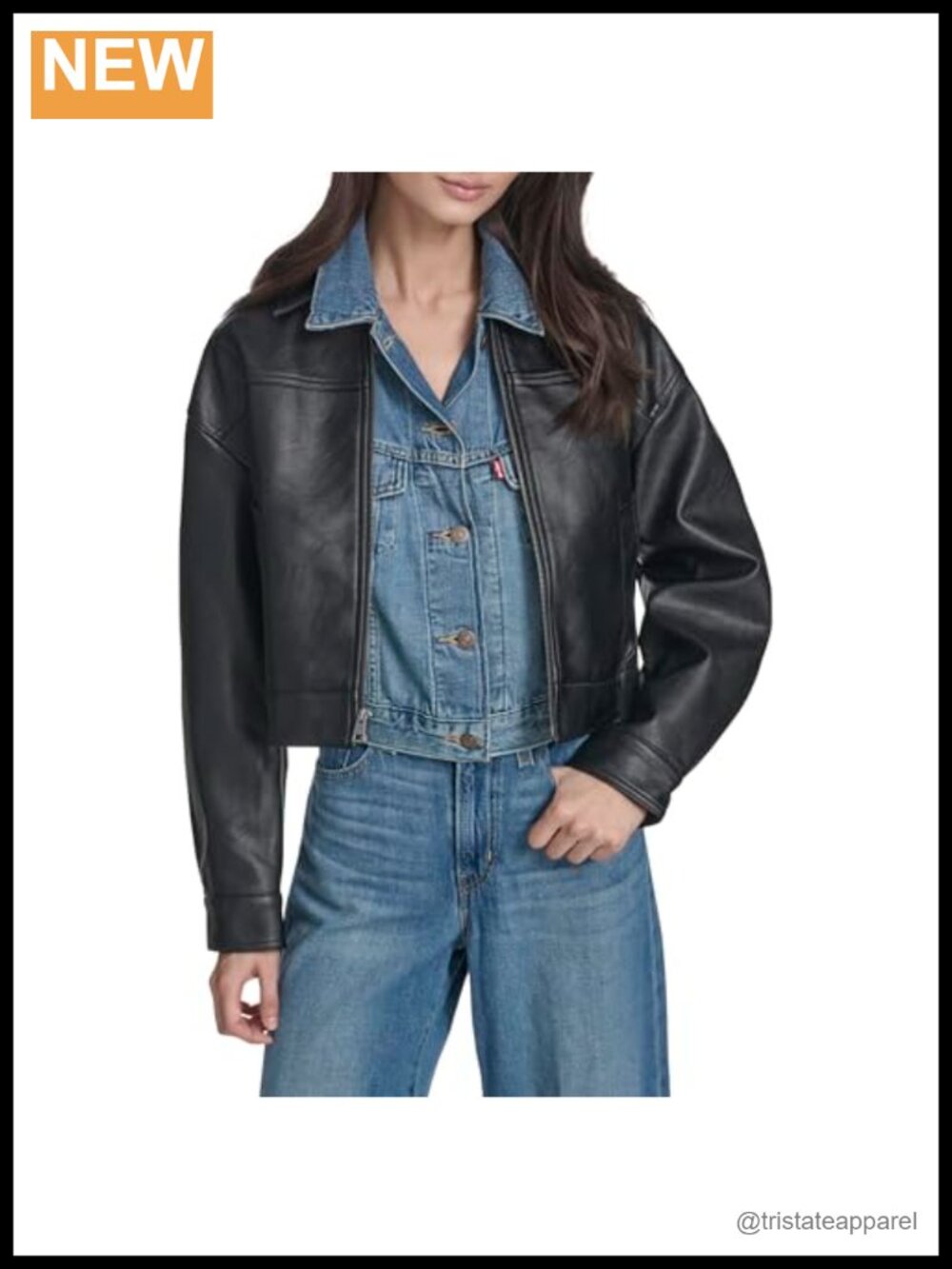 Women's Faux Leather Zip Front Relaxed Fit Motorcycle Jacket